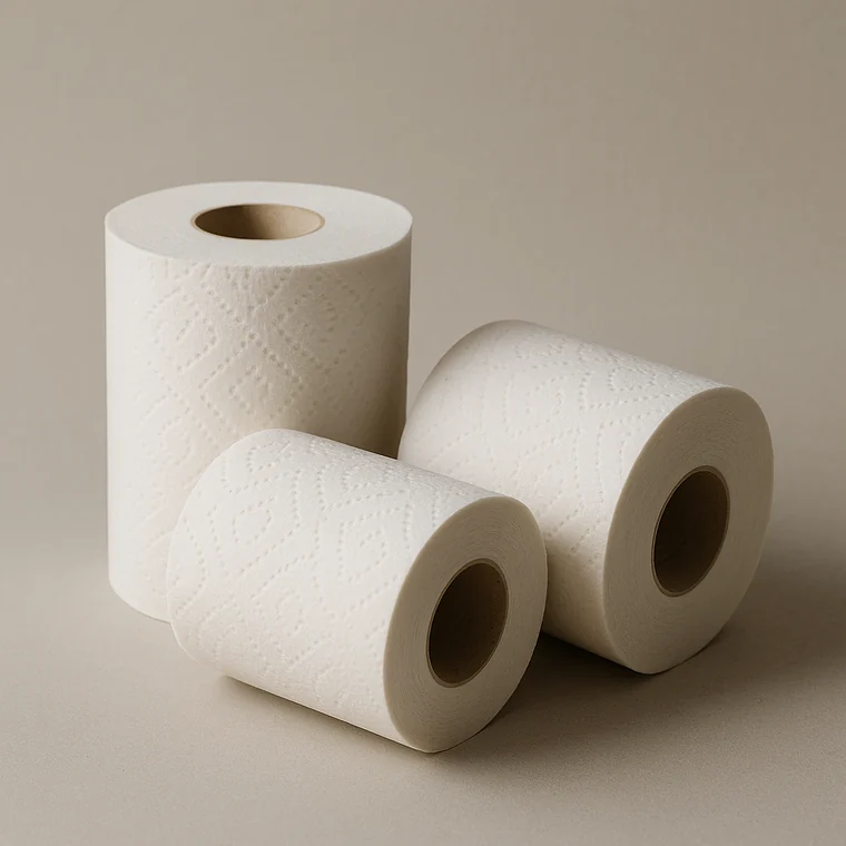 Plain white toilet rolls